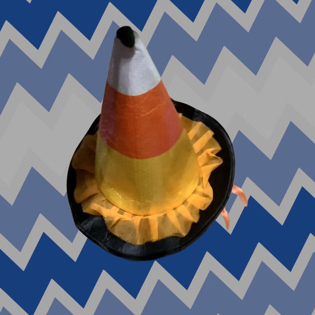 Vintage Witch Hat Orange Gold L/XL Cat dog candycorn Size ONE SIZE - 1 Thumbnail
