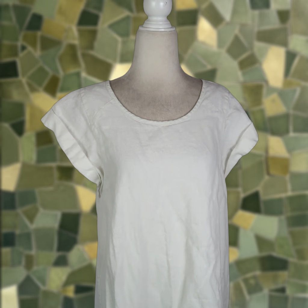 Joie VINTAGE Joie Carlen White Linen Short Sleeve Mini Dress XL Size 40" / US 18 - 1 Thumbnail