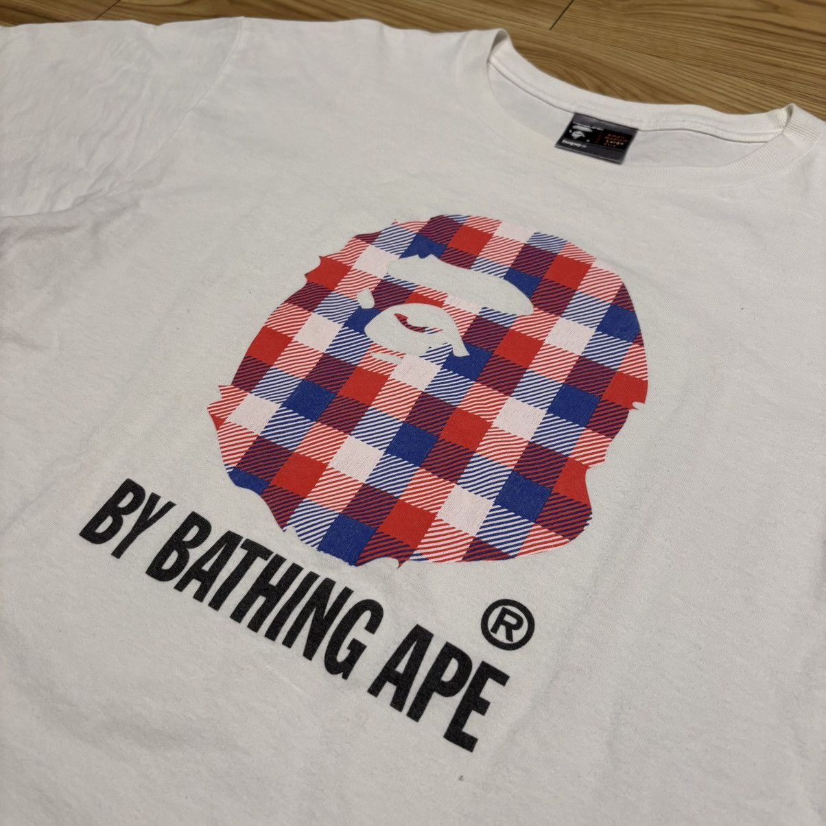 Bape 2000s Bape Plaid Ape Head Tee Size US L / EU 52-54 / 3 - 2 Thumbnail