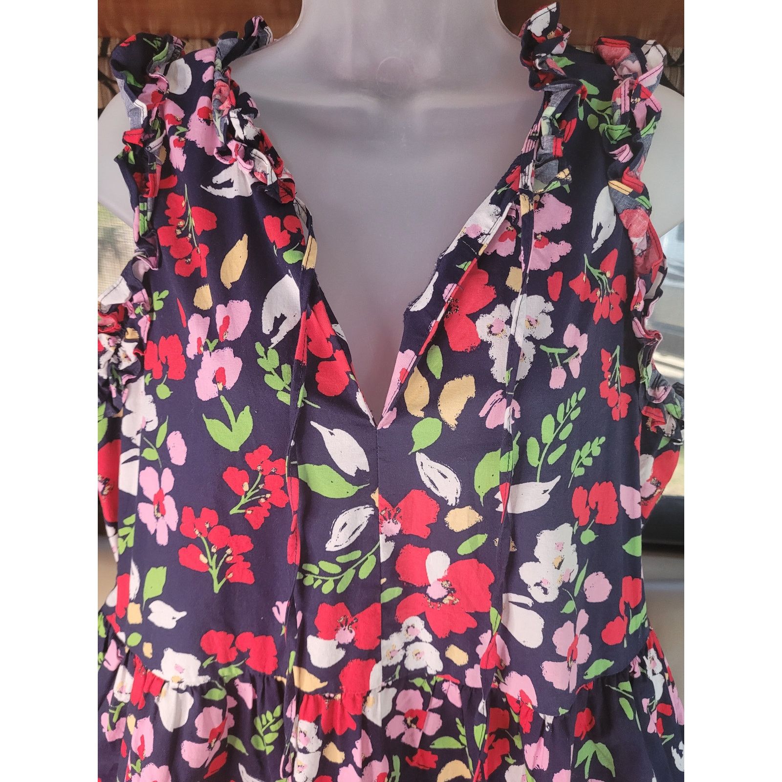 MAGGY LONDON Maggy London Navy Floral Dress Sleeveless Ruffled Sz10 Size L / US 10 / IT 46 - 3 Thumbnail