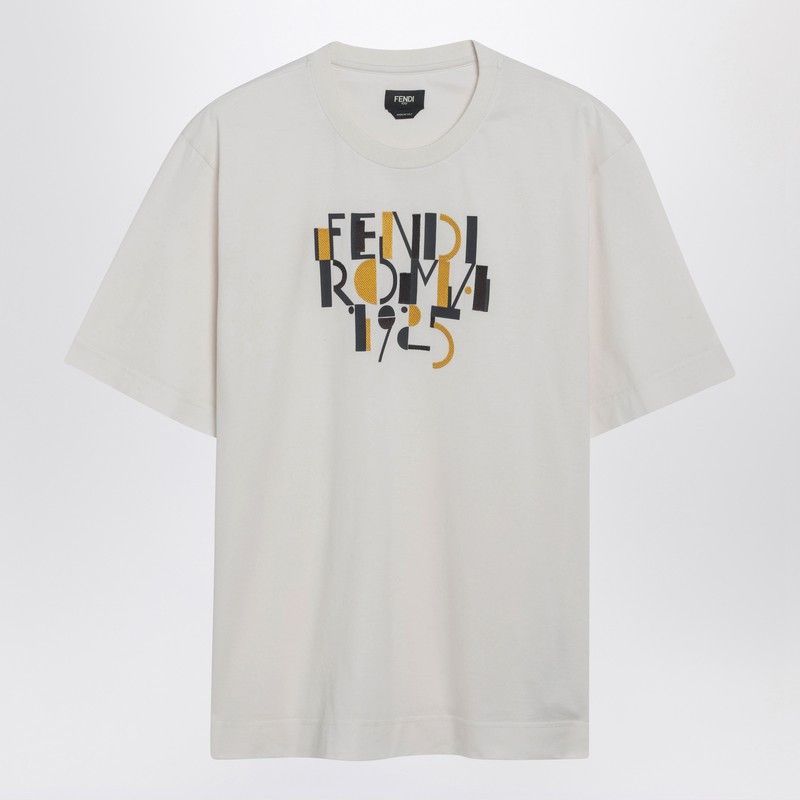 Fendi White Cotton T-Shirt With Logo Print