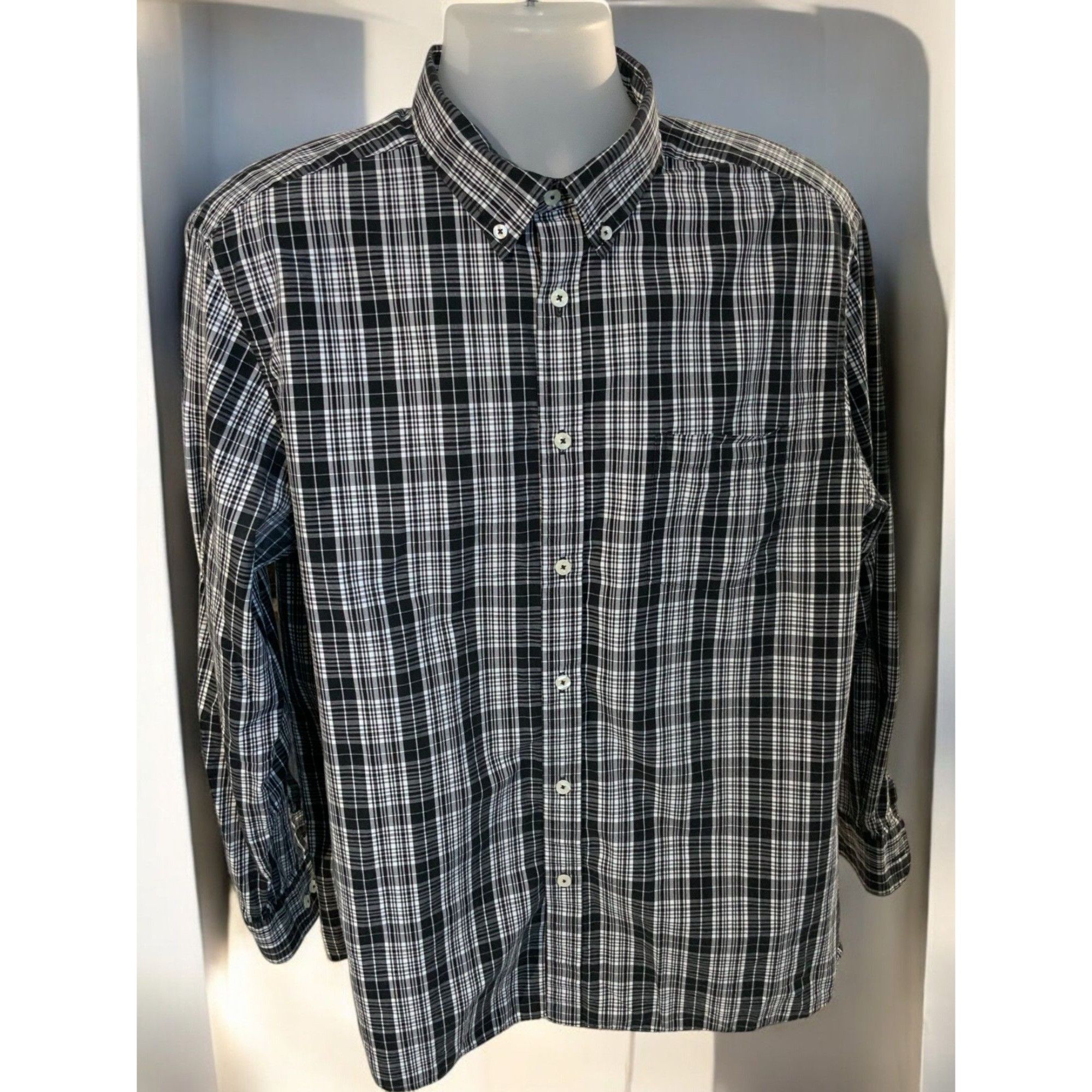 Designer Rowm Black White Plaid Button Up Long Sleeve Shirt XL Size US XL / EU 56 / 4 - 7 Thumbnail
