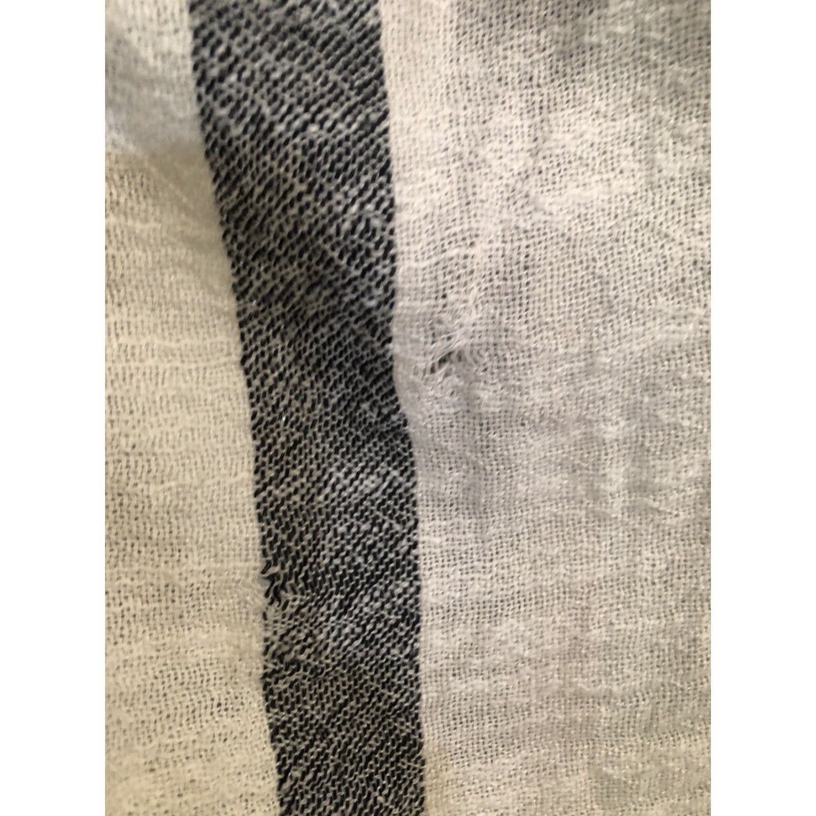 American Eagle Outfitters American Eagle Outfitters Blouse One Size Gray Stripe Fringe Boho Gauzy Pashmina Shawl Wrap Top Shirt Women Size ONE SIZE - 5 Thumbnail