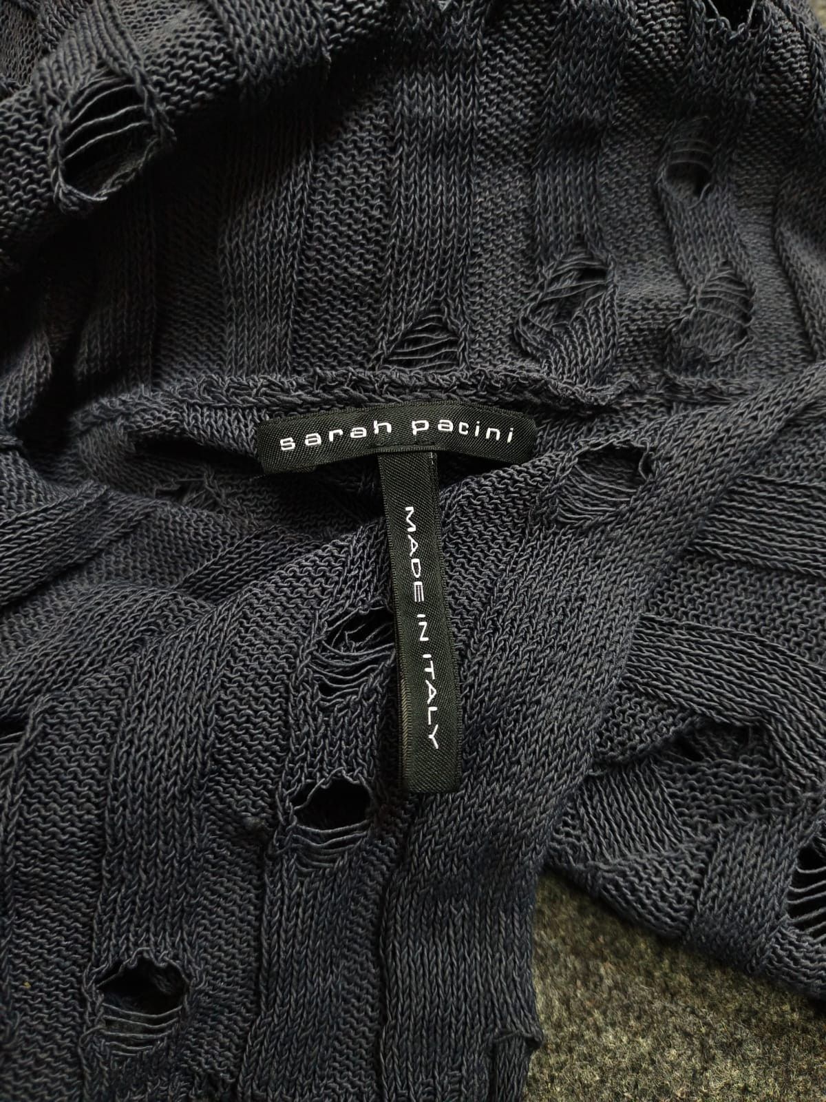 Designer × Sarah Pacini × Vintage 💥Sarah Pacini Destroyed Sleeveless Knitwear Size L / US 10 / IT 46 - 7 Thumbnail