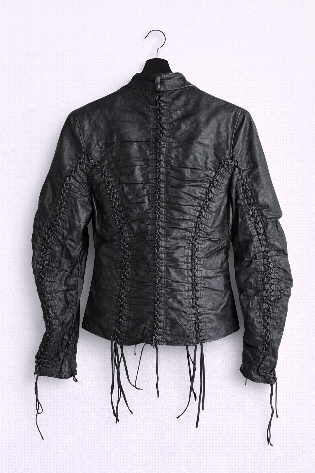 Genuine Leather Tilt Jeans Black Leather Lace-Up Corset Jacket Gothic Style Size S / US 4 / IT 40 - 2 Thumbnail