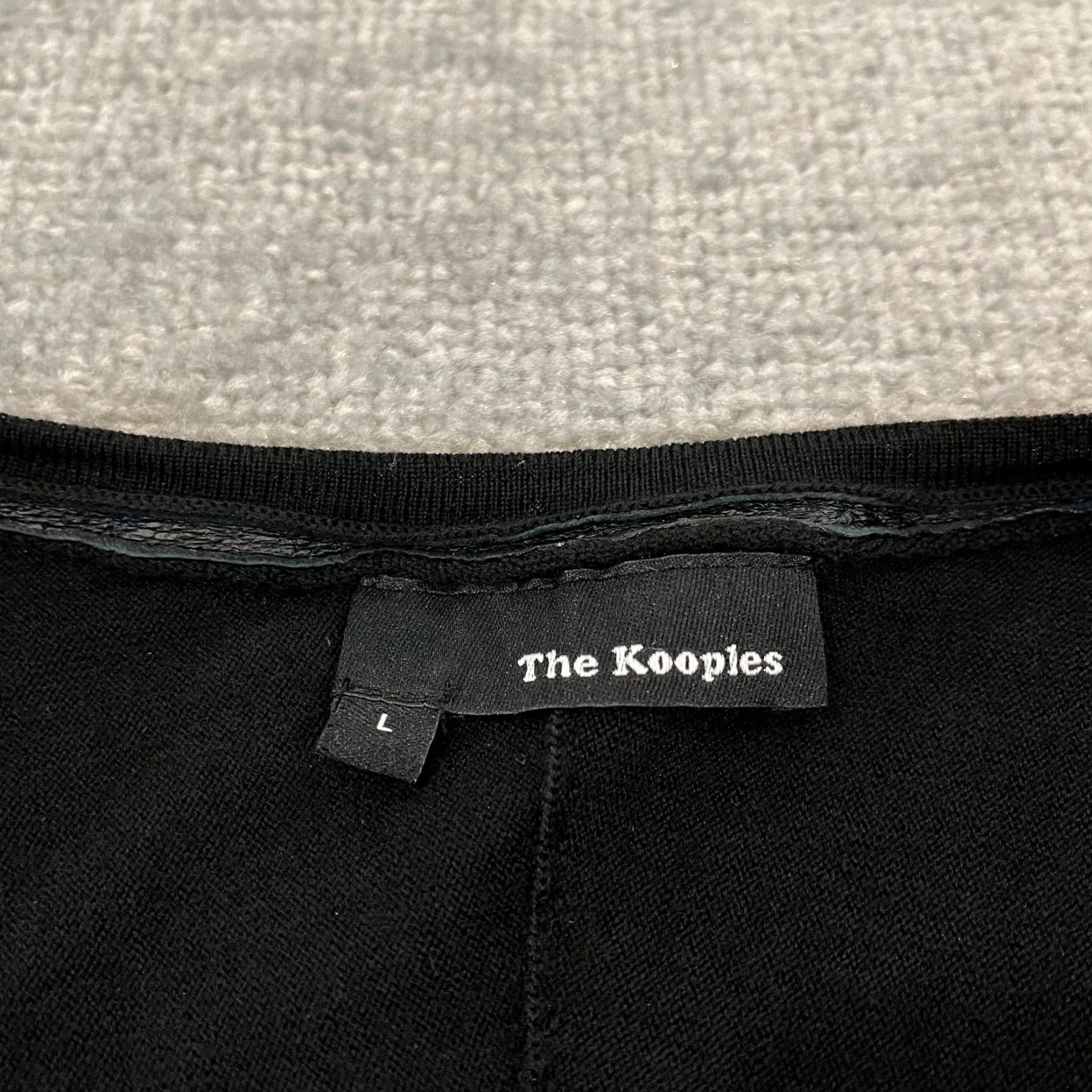 The Kooples The Kooples Shirt Womens Large Black Merino Wool Lambskin Leather Trim Sweater Size L / US 10 / IT 46 - 2 Thumbnail