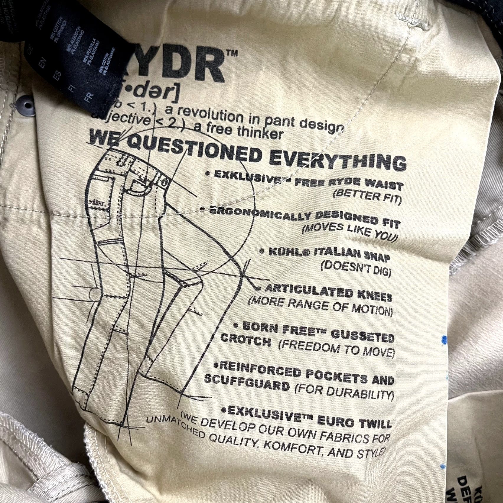 Vintage KUHL Rydr Pants Mens 36x30 Brown Hiking Outdoor Workwear Casual Flat Front Cotton Size US 36 / EU 52 - 2 Thumbnail