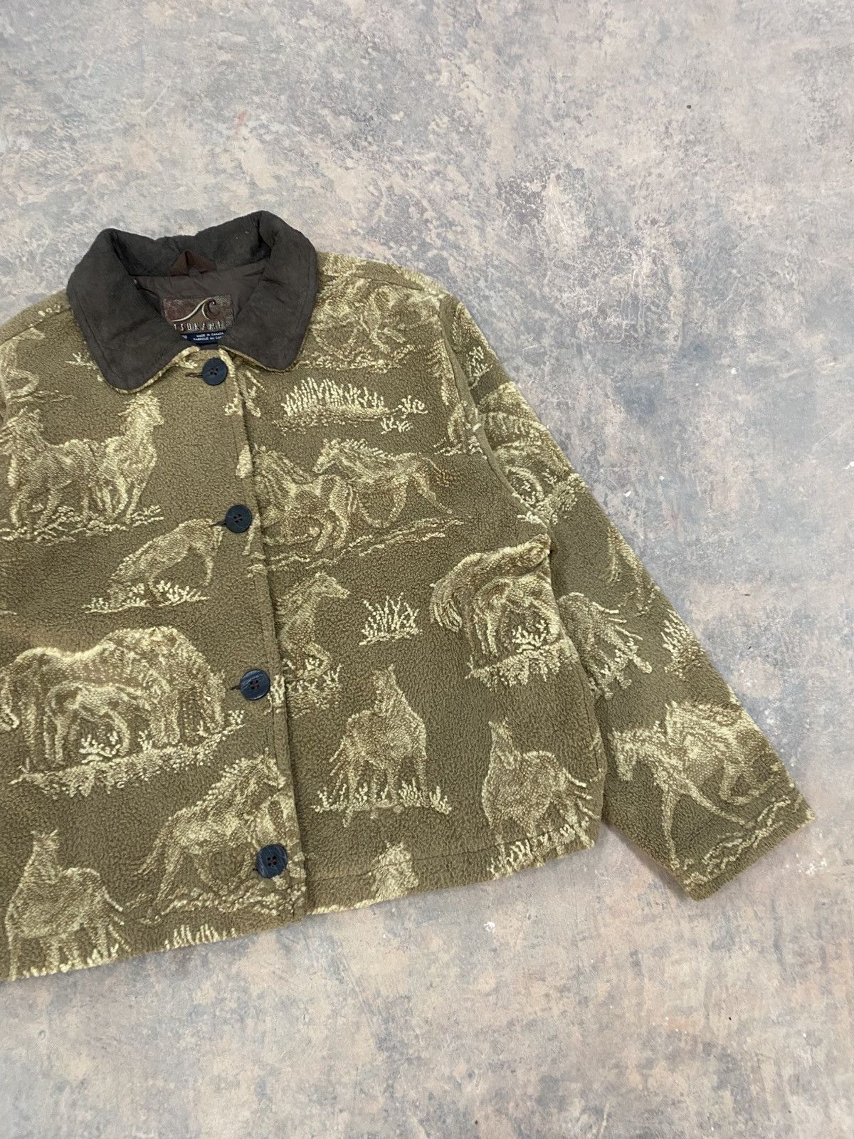 Acne Studios Inspired Tsunami Fleece Horses Boxy Crop Jacket