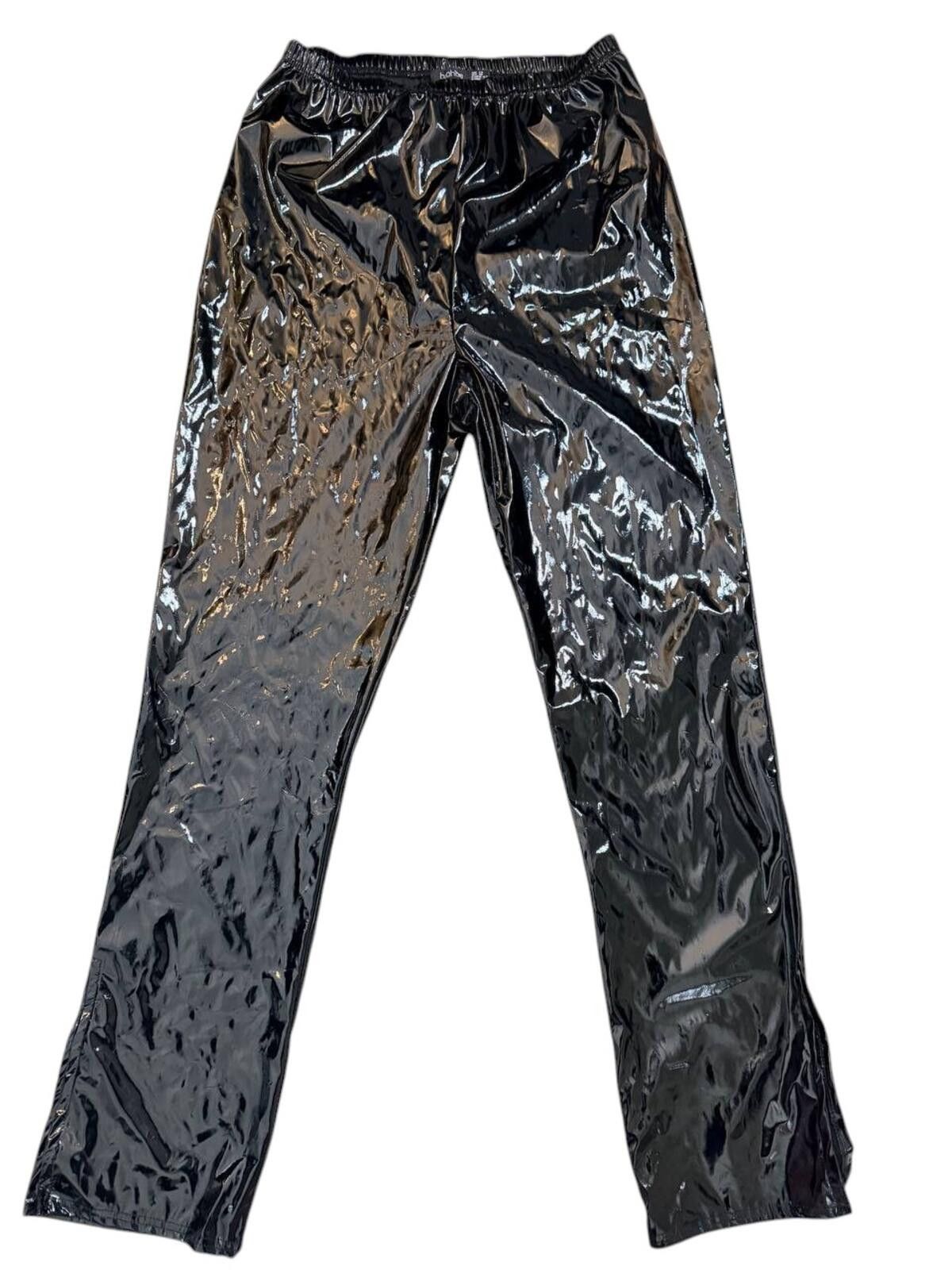 Boohoo Boohoo High Waist Extra Long Vinyl Split Hem Trouser Size 32" / US 10 / IT 46 - 1 Thumbnail