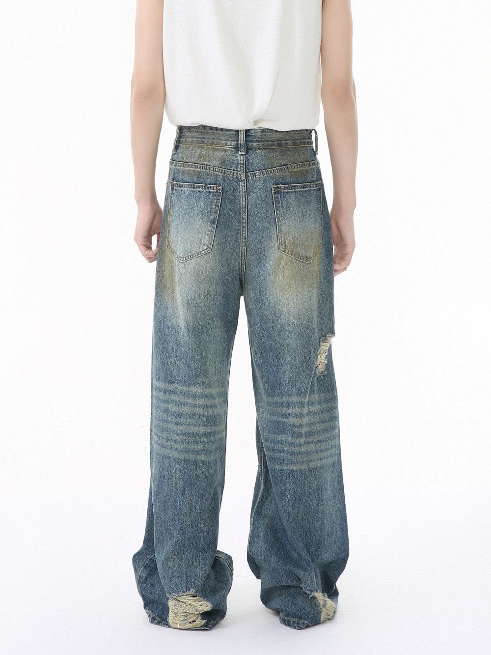 Vintage Men's American-Style Distressed Vintage Wide-Leg Jeans Size US 32 / EU 48 - 5 Thumbnail