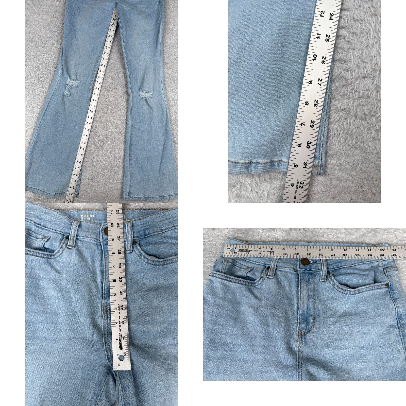 Vintage ana Jeans Womens Jeans Flared Distressed High Rise 27x32 Blue Denim Cotton Blend Regular 6 Womens Men? Size 28" / US 6 / IT 42 - 8 Thumbnail