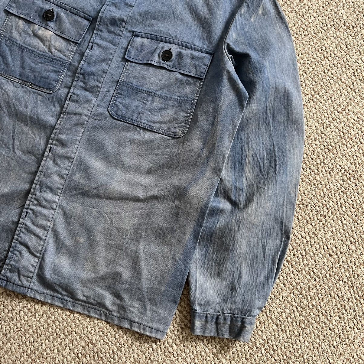 Vintage German sun faded washed works chore herringbone jacket Size US L / EU 52-54 / 3 - 7 Thumbnail