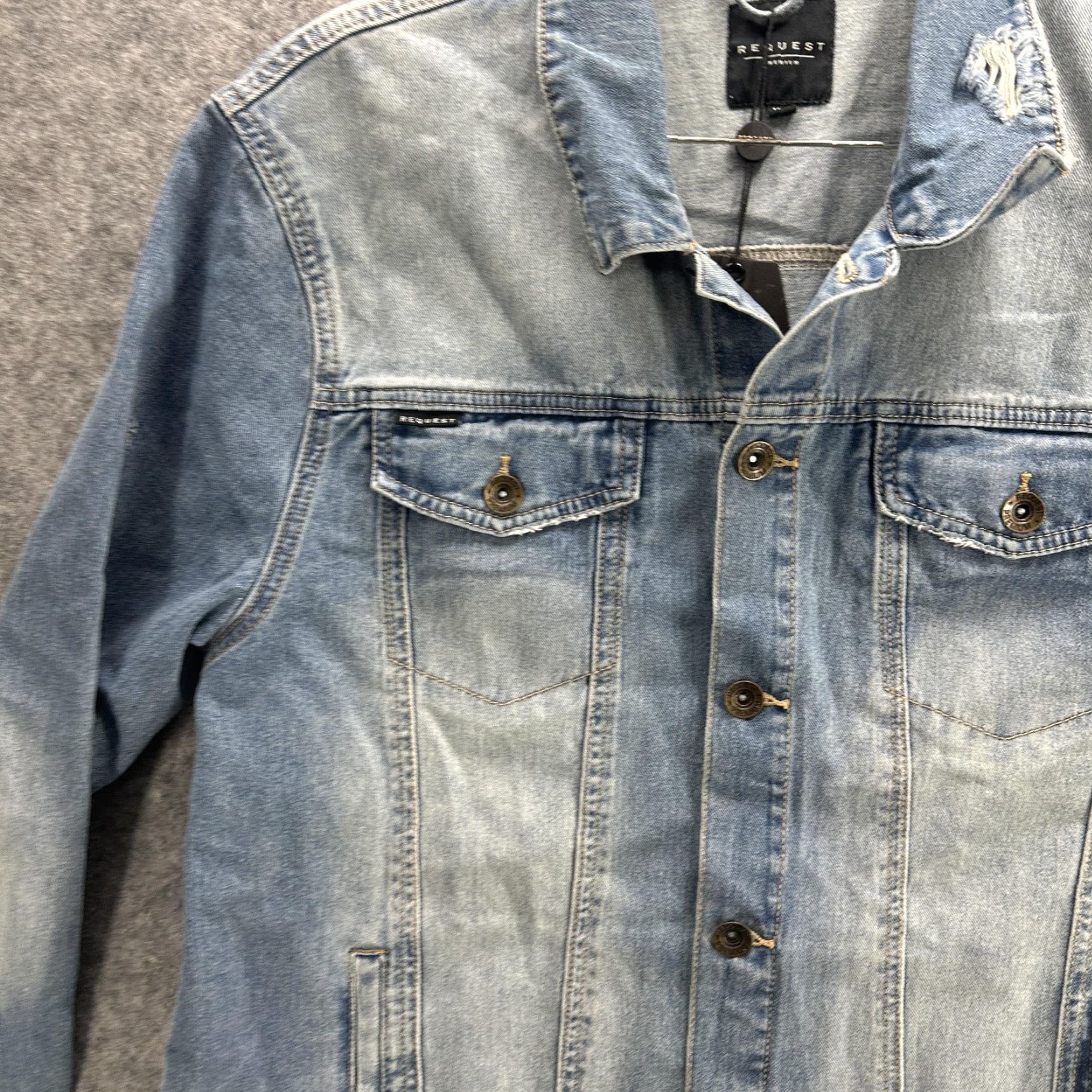 Vintage VINTAGE Request Mens Denim Jacket XL Blue Distressed TruckeR Coat Button Front Casual Size US XL / EU 56 / 4 - 5 Thumbnail