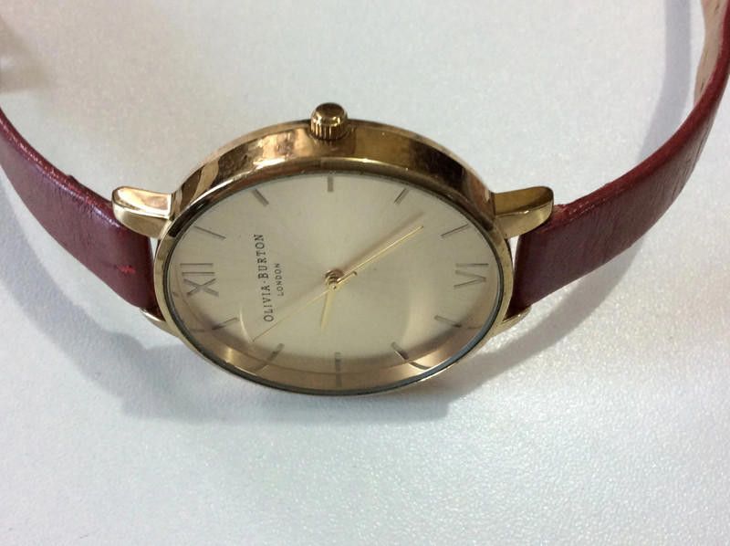 Designer Olivia ladies gold dial red leather strap watch used Size ONE SIZE - 4 Thumbnail