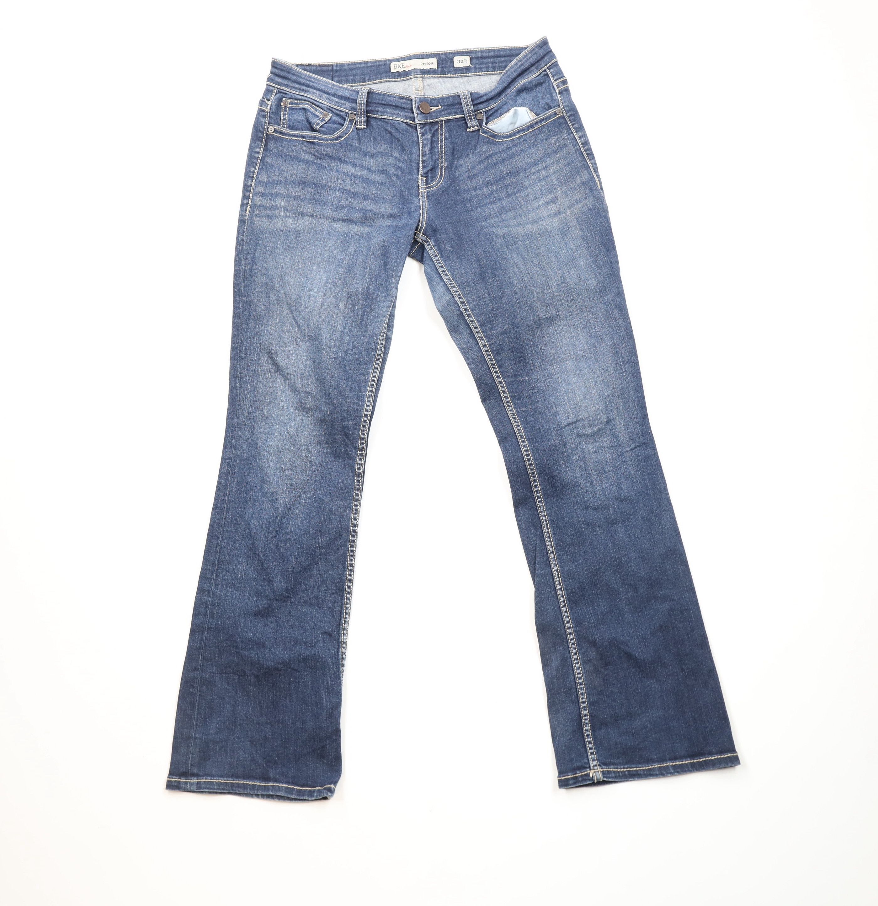 Vintage Buckle BKE Stitch Stretch Payton Flared Wide Leg Denim Jeans Size 30" / US 8 / IT 44 - 1 Thumbnail
