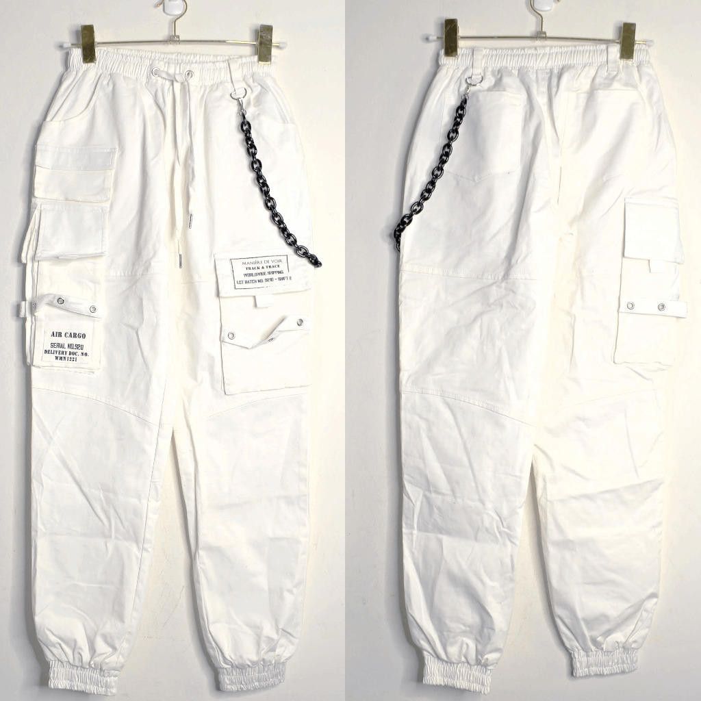 Maniere De Vior Maniere De Voir White Cargo Jogger Pants - 4 Size 27" / US 4 / IT 40 - 1 Thumbnail