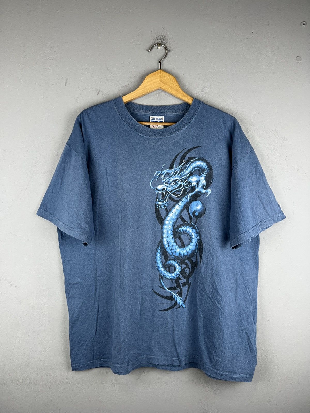Vintage Vintage Y2K Chinese Dragon Washed Thrashed Gothic Tee XL Size US XL / EU 56 / 4 - 1 Thumbnail