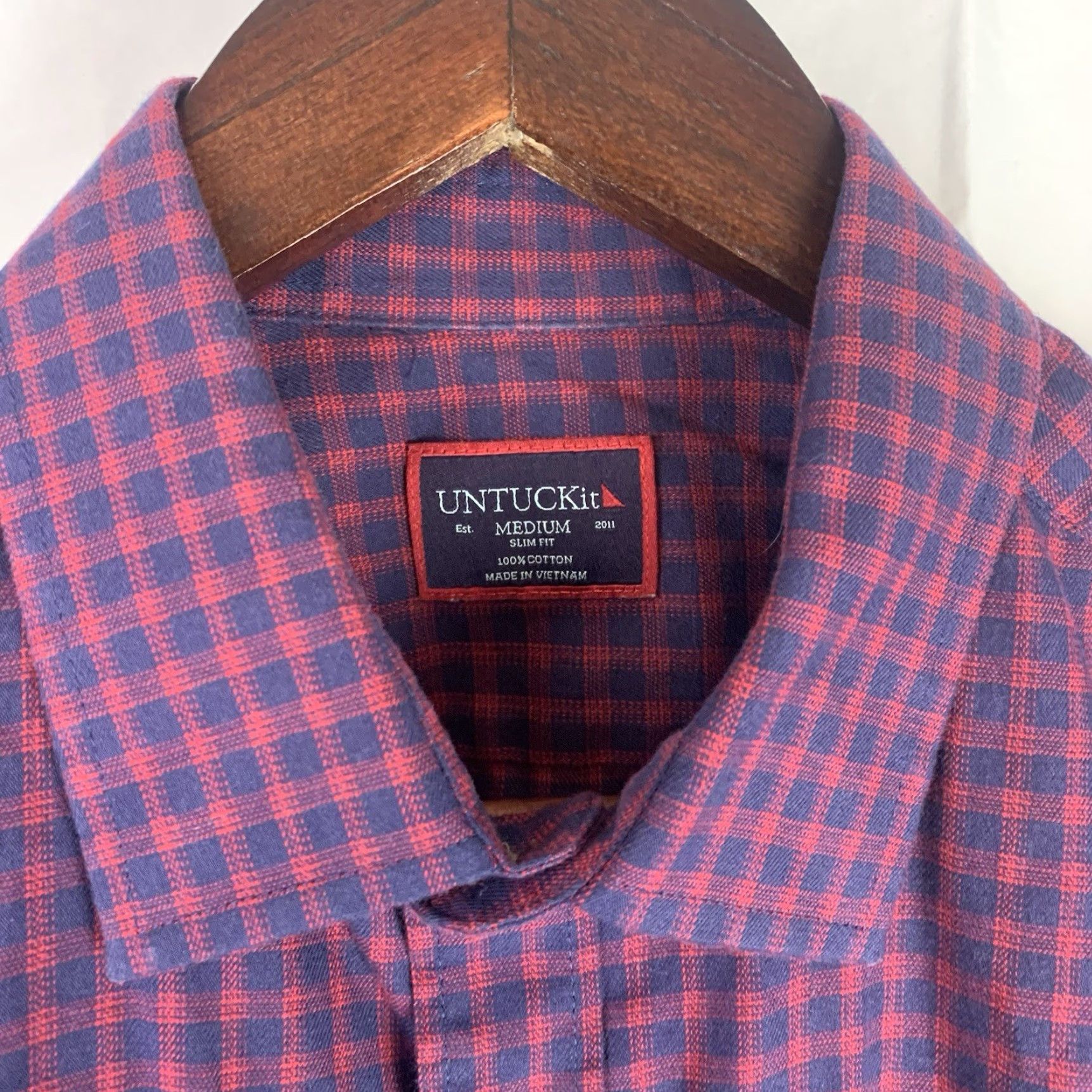 UNTUCKit UNTUCKit Shirt Mens M Slim Check Red Andretti Long Sleeve Button-Up Collared Classic Preppy Colorful Slimming Boy? Size US M / EU 48-50 / 2 - 3 Thumbnail