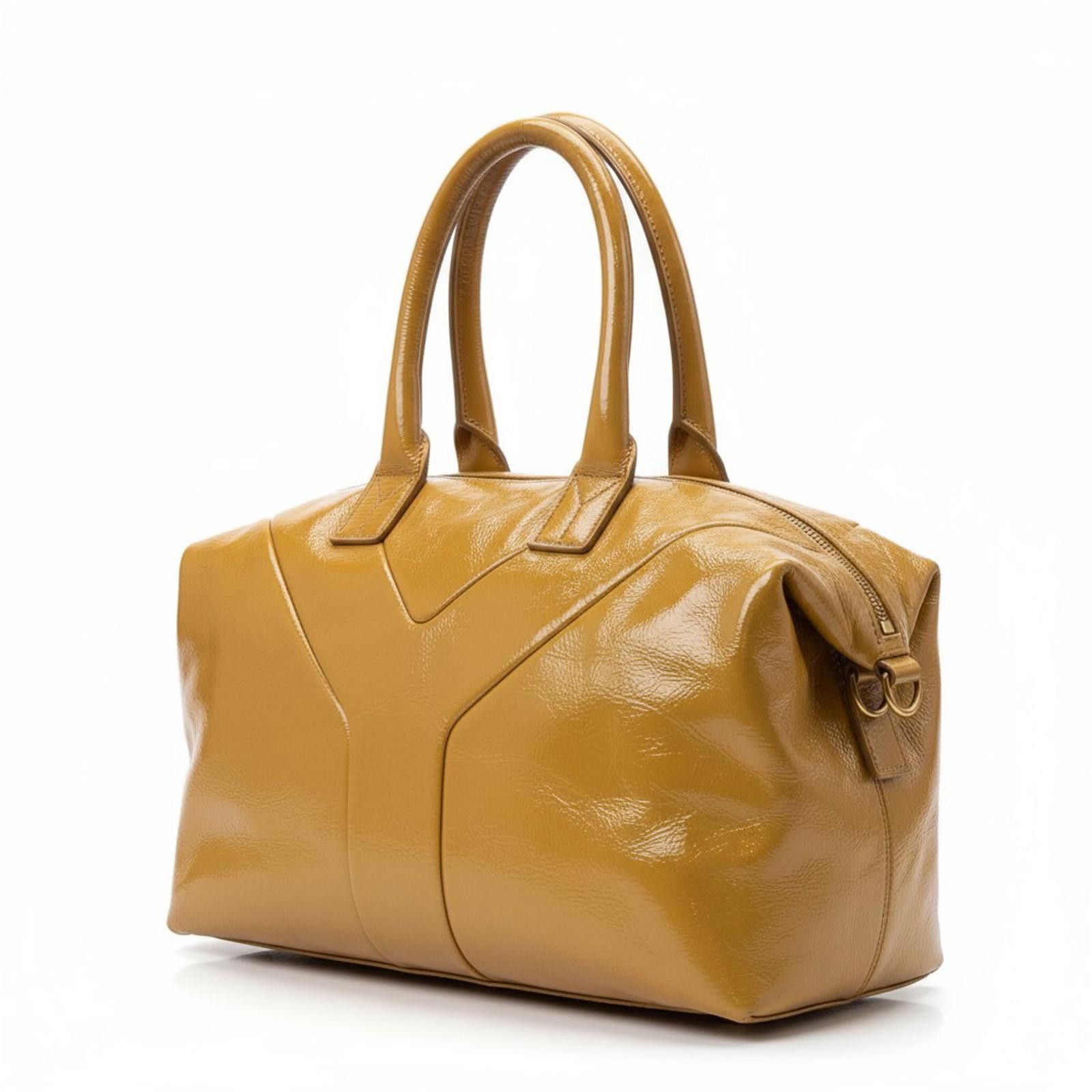 Saint Laurent Paris Saint Laurent - Mustard Yellow Patent Leather Handbag Size ONE SIZE - 1 Thumbnail