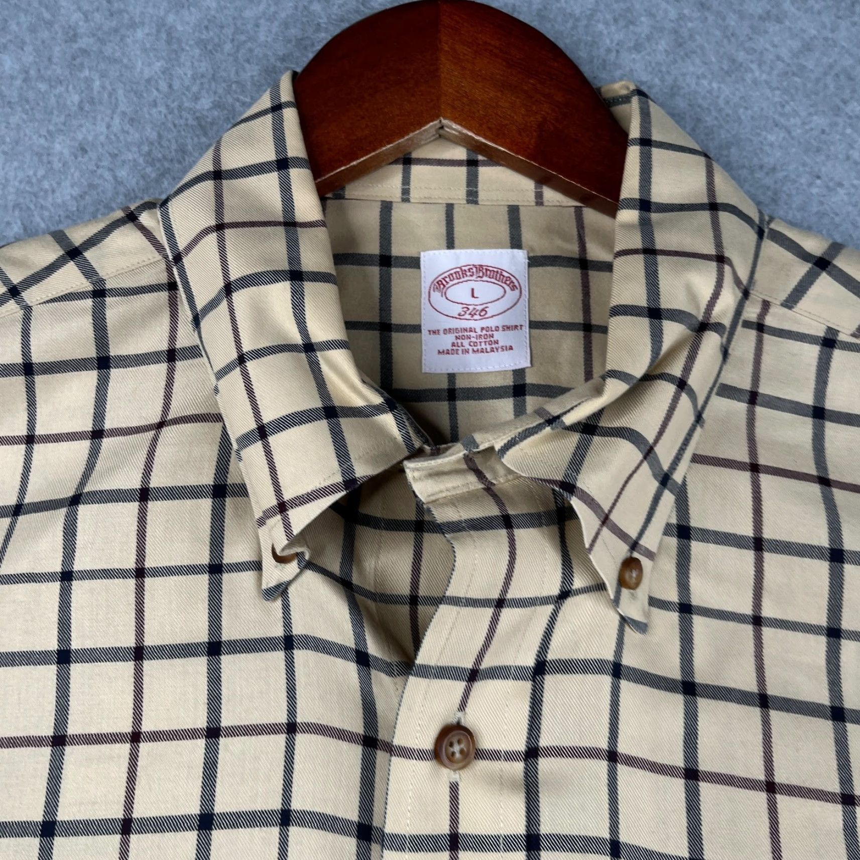 Brooks Brothers Brooks Brothers 346 Shirt Long Sleeve Button-Up Ivory Check Non-Iron Casual Size US L / EU 52-54 / 3 - 4 Thumbnail