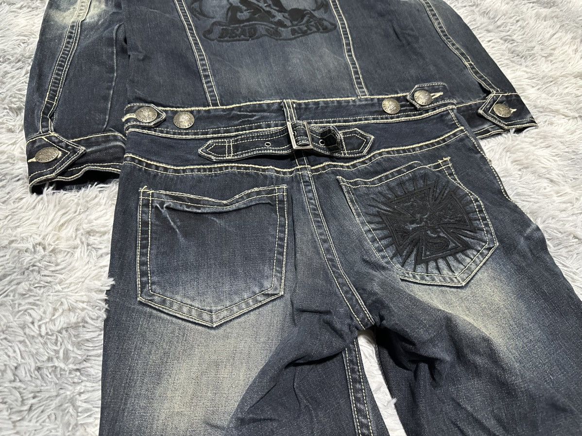 Japanese Brand 🔥Sick Y2K Black Flame Overalls Denim Size US 34 / EU 50 - 4 Thumbnail