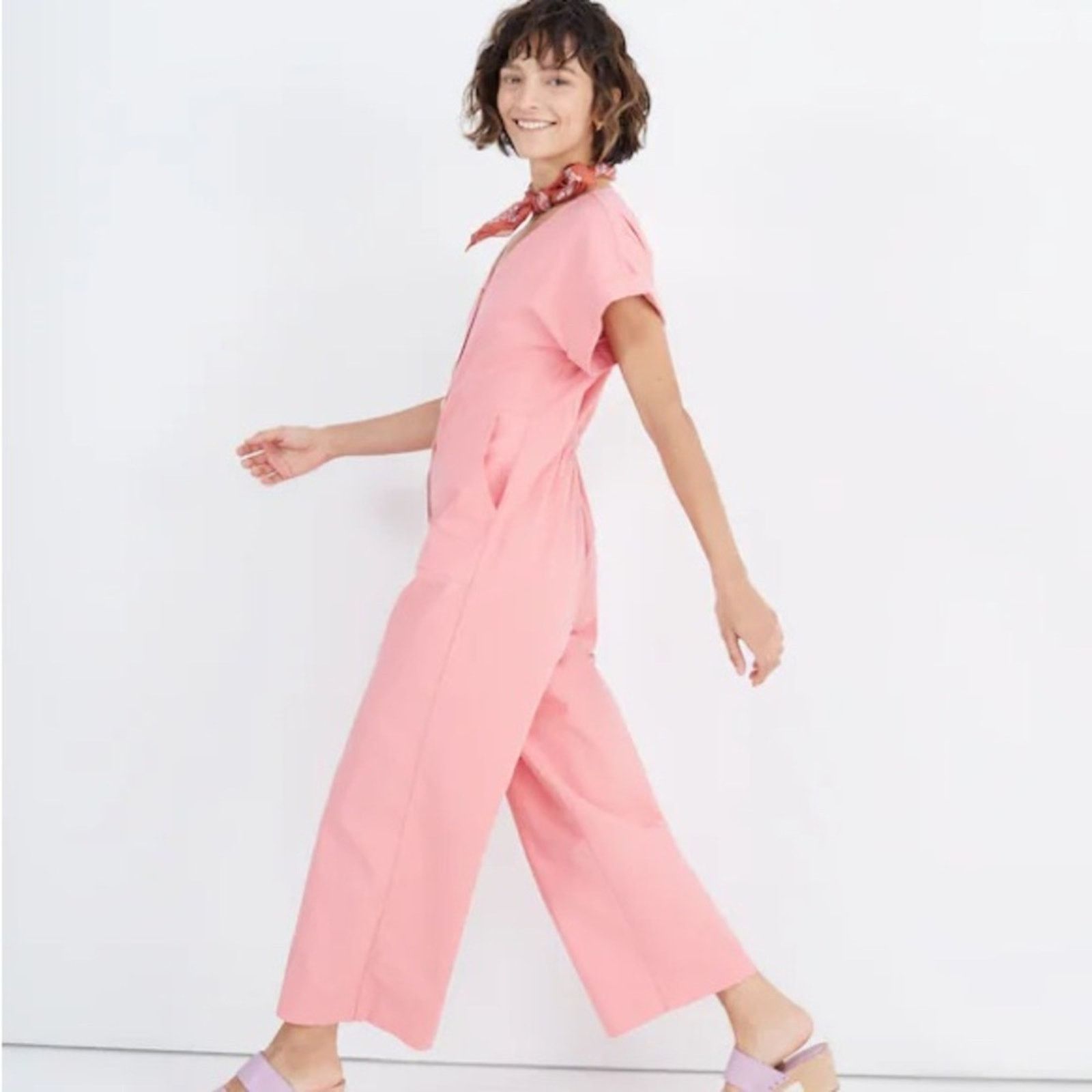 Madewell Madewell Button-Front Day Jumpsuit Romantic Pink Size 28" / US 6 / IT 42 - 3 Thumbnail