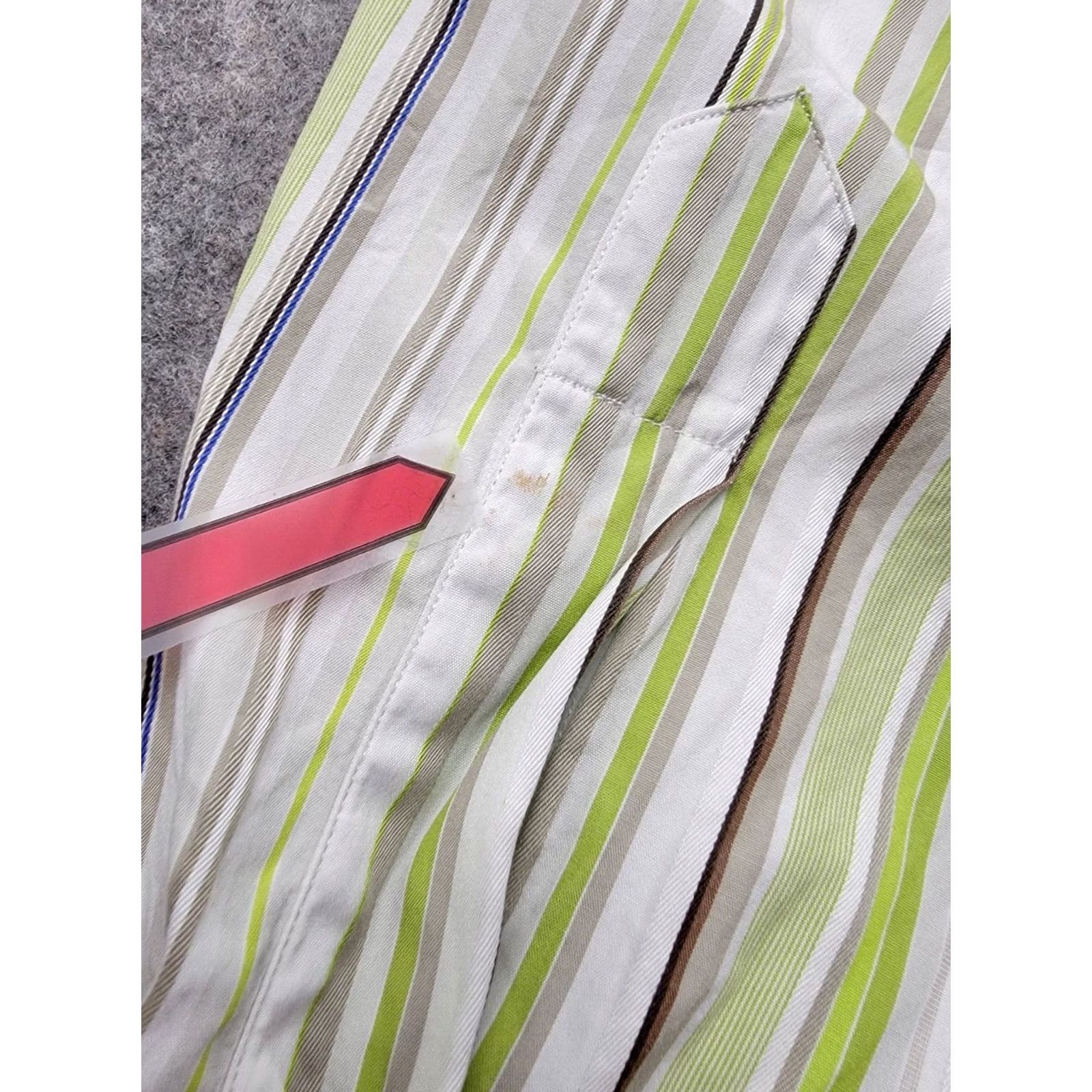 Etro Etro Milano Shirt Mens 44 Green White Brown Stripes Button Up Made in Italy Size US XXL / EU 58 / 5 - 6 Thumbnail