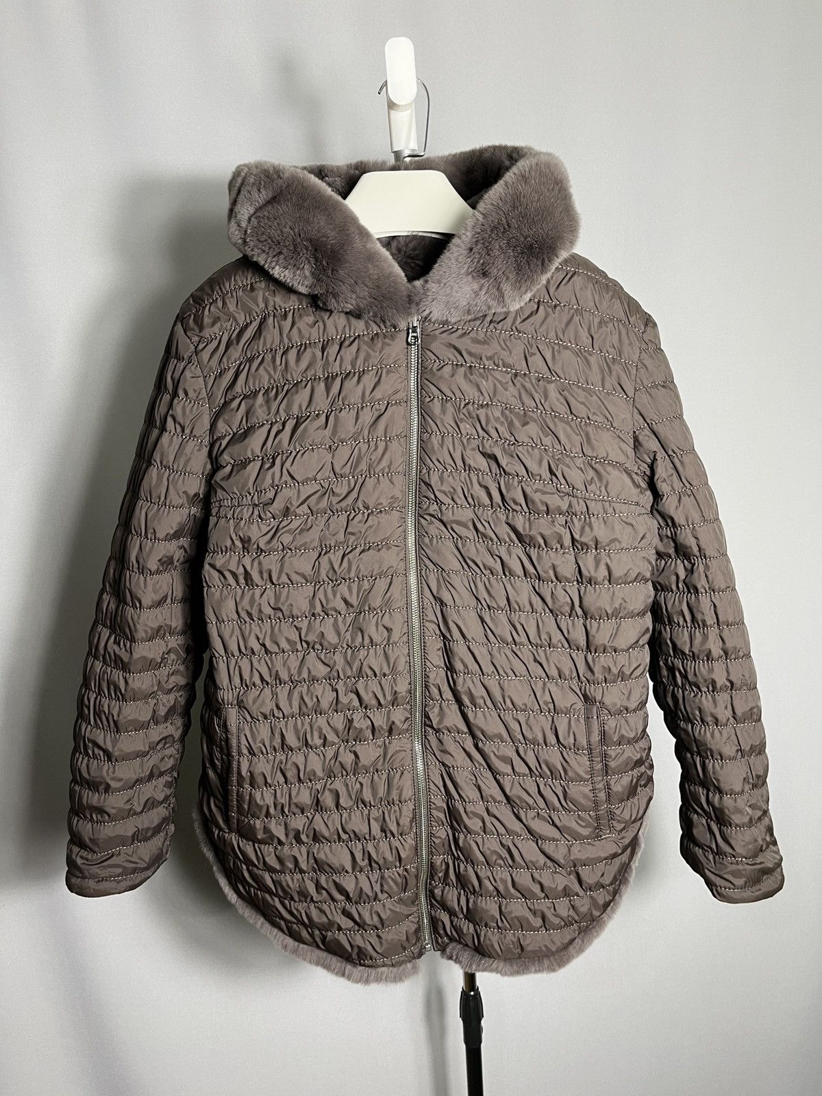 Vera Pelle Gian Mori Leather Shearling Fur Bayan Reversible Jacket Coat Size L / US 10 / IT 46 - 10 Thumbnail
