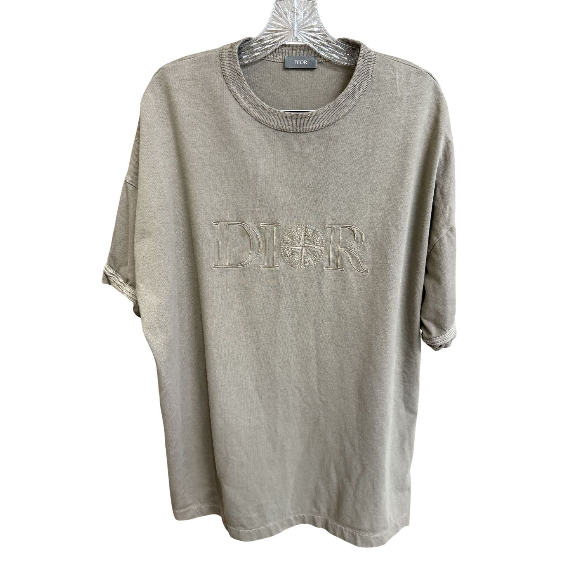 Dior Beige Embroidered Logo Cotton Oversized T-Shirt L Made