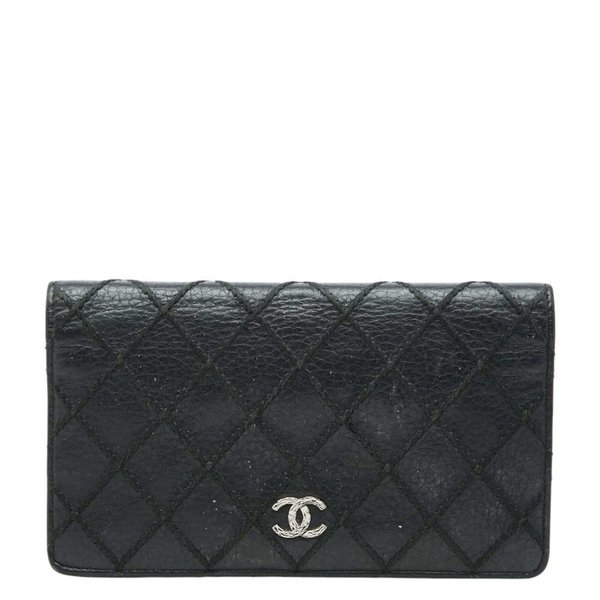 Chanel Chanel Coco Mark Wild Stitch Long Wallet, Black Leather, Women's CHANEL Size ONE SIZE - 1 Thumbnail