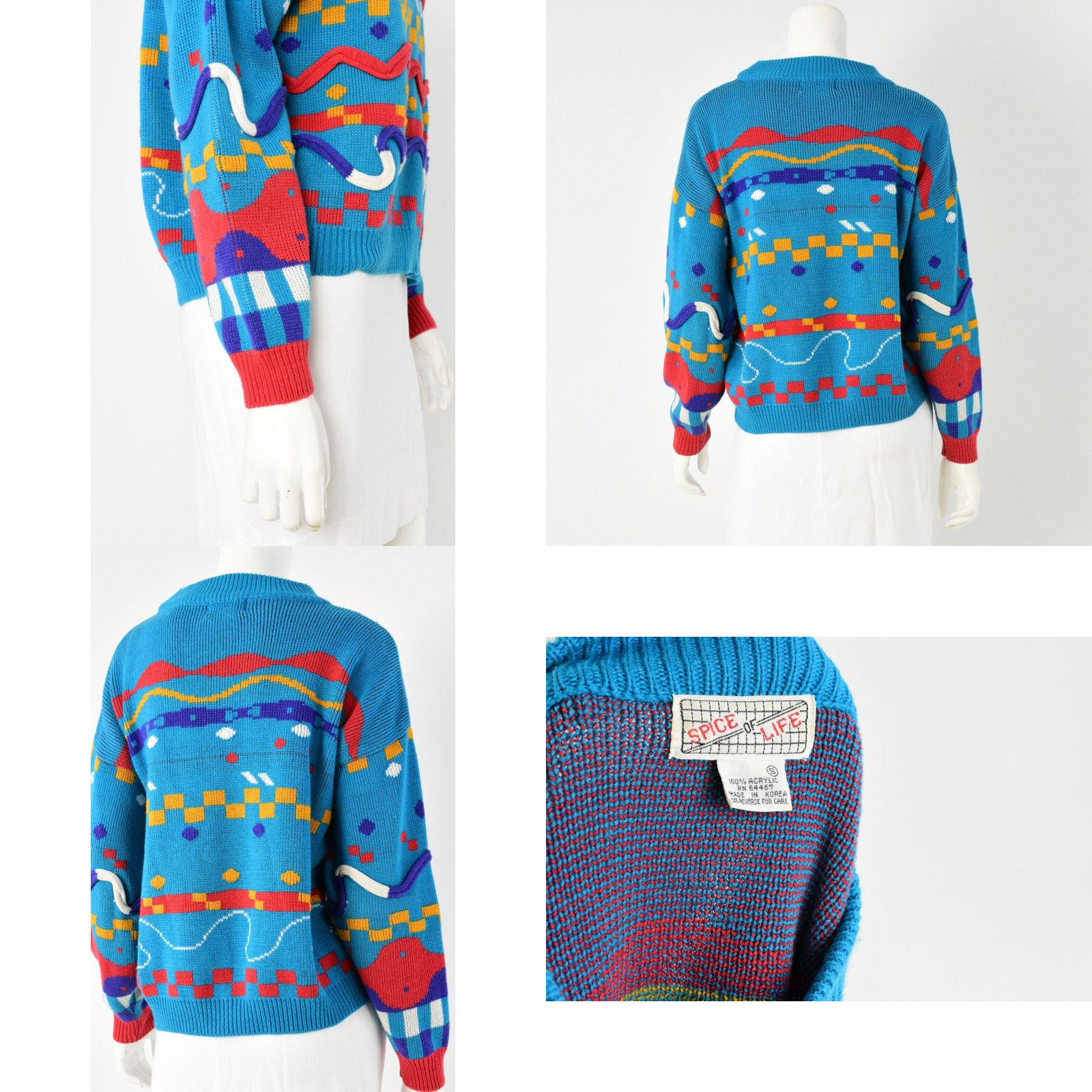 Vintage 90s Vintage Novelty Sweater Geometric Artsy Colorful Womens M Oversized Hip Hop Size M / US 6-8 / IT 42-44 - 4 Preview