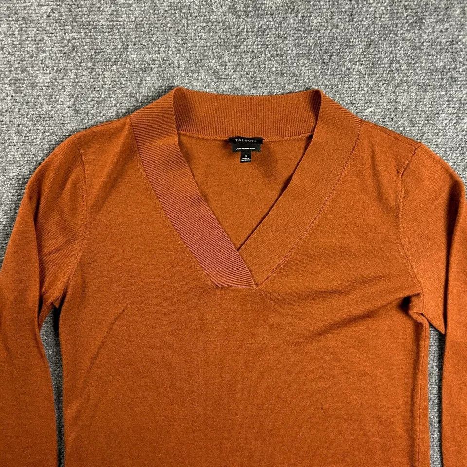Talbots Talbots Sweater Womens Small Brown V-Neck Knit Pure Merion Size S / US 4 / IT 40 - 2 Thumbnail