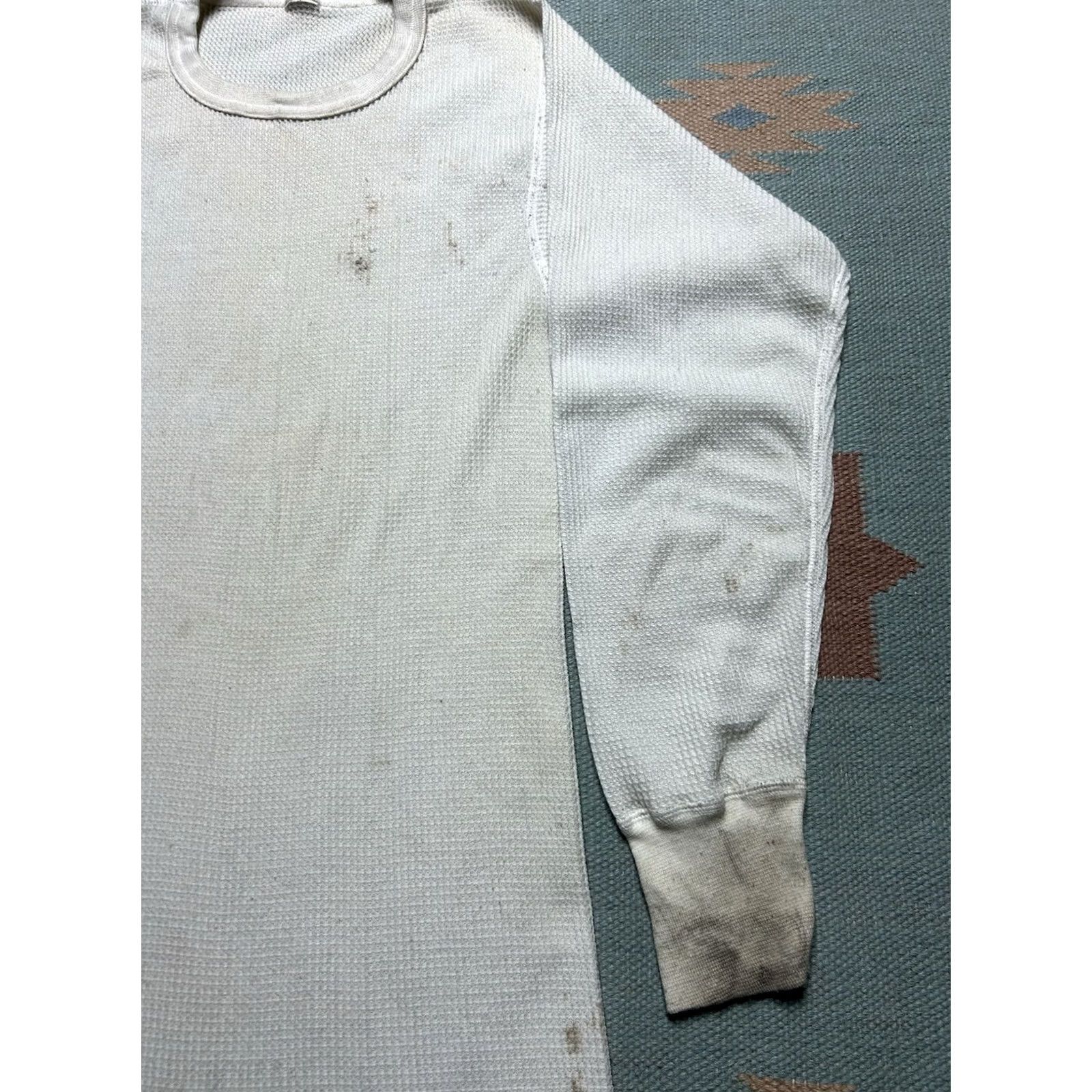 Layer 8 VINTAGE Base White Thermal Shirt Long Sleeve Knit Large Mens Size US L / EU 52-54 / 3 - 4 Thumbnail