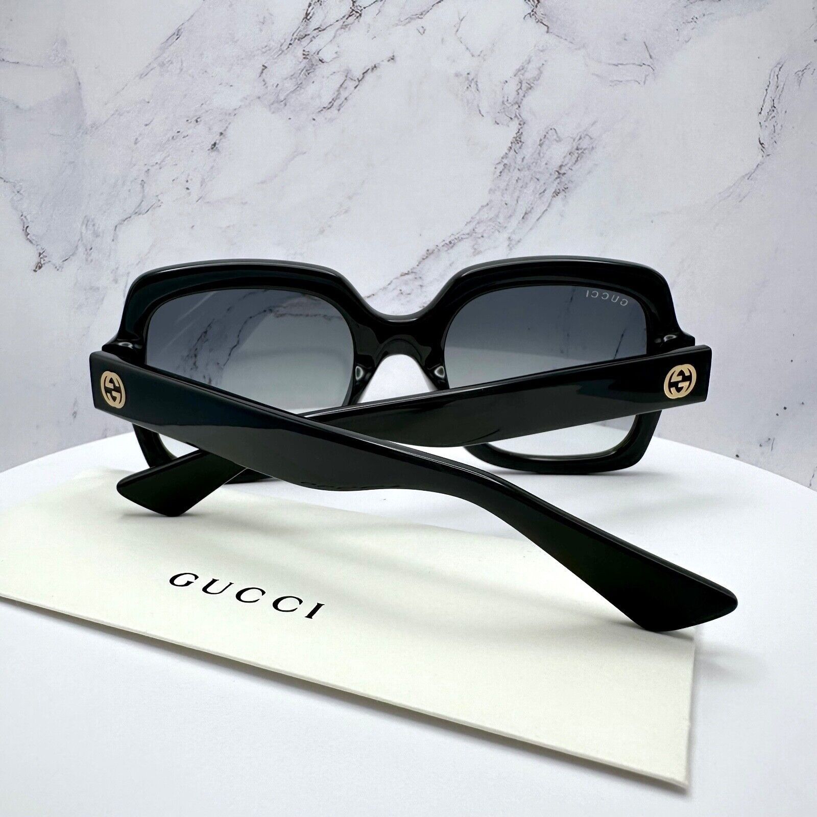 Gucci Gucci Sunglasses Black Square Womens Gold GG Logo Oversized Size ONE SIZE - 23 Thumbnail