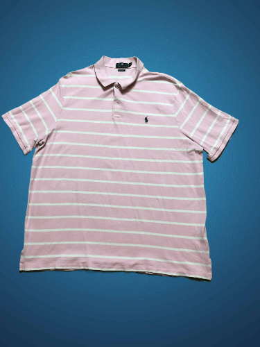 Polo Ralph Lauren Polo Ralph Lauren Pink Striped Short Sleeve Polo Custom Fit Size US XXL / EU 58 / 5 - 1 Thumbnail