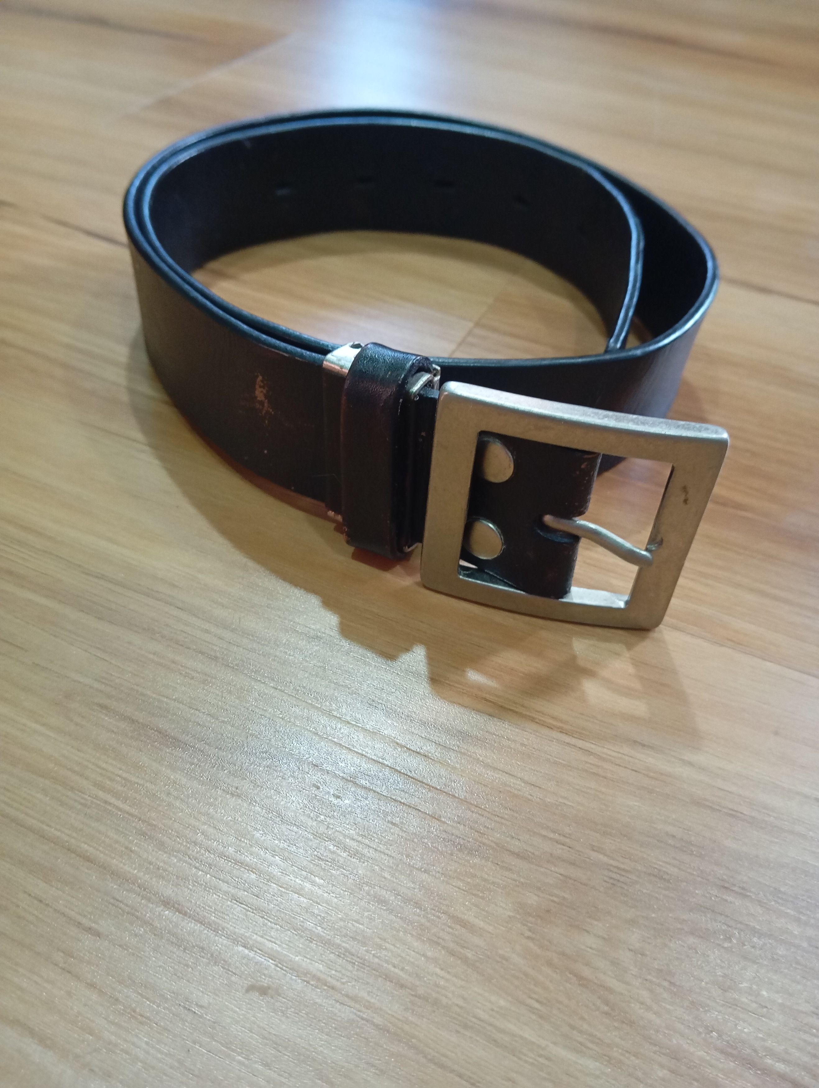 Leather Black Leather belt Size 38 - 3 Thumbnail