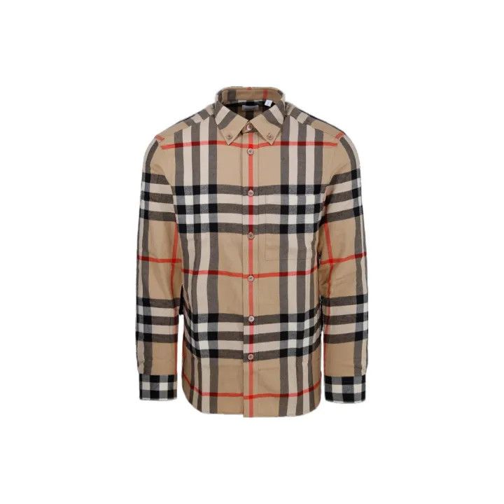 Burberry Burberry Beige Check Long Sleeve Shirt for Men Size US M / EU 48-50 / 2 - 1 Thumbnail