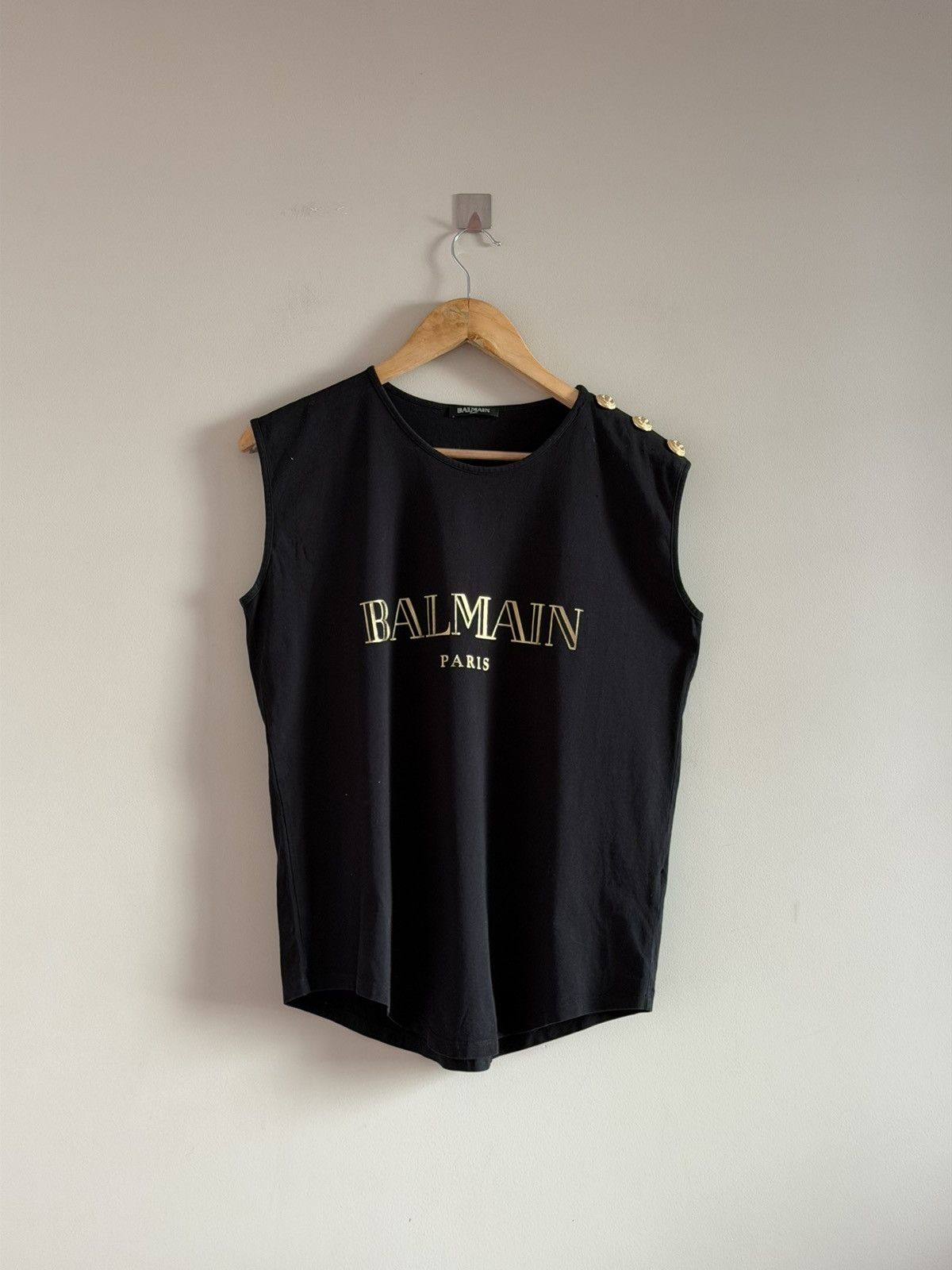Balmain Balmain Paris Logo Gold-Button Tank Top Size S / US 4 / IT 40 - 1 Thumbnail