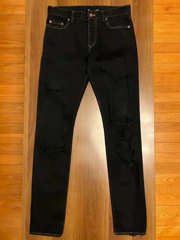 Saint Laurent Paris Saint Laurent Paris 16SS Yellow Line Distressed Denim-2505 Size US 30 / EU 46 - 1 Thumbnail