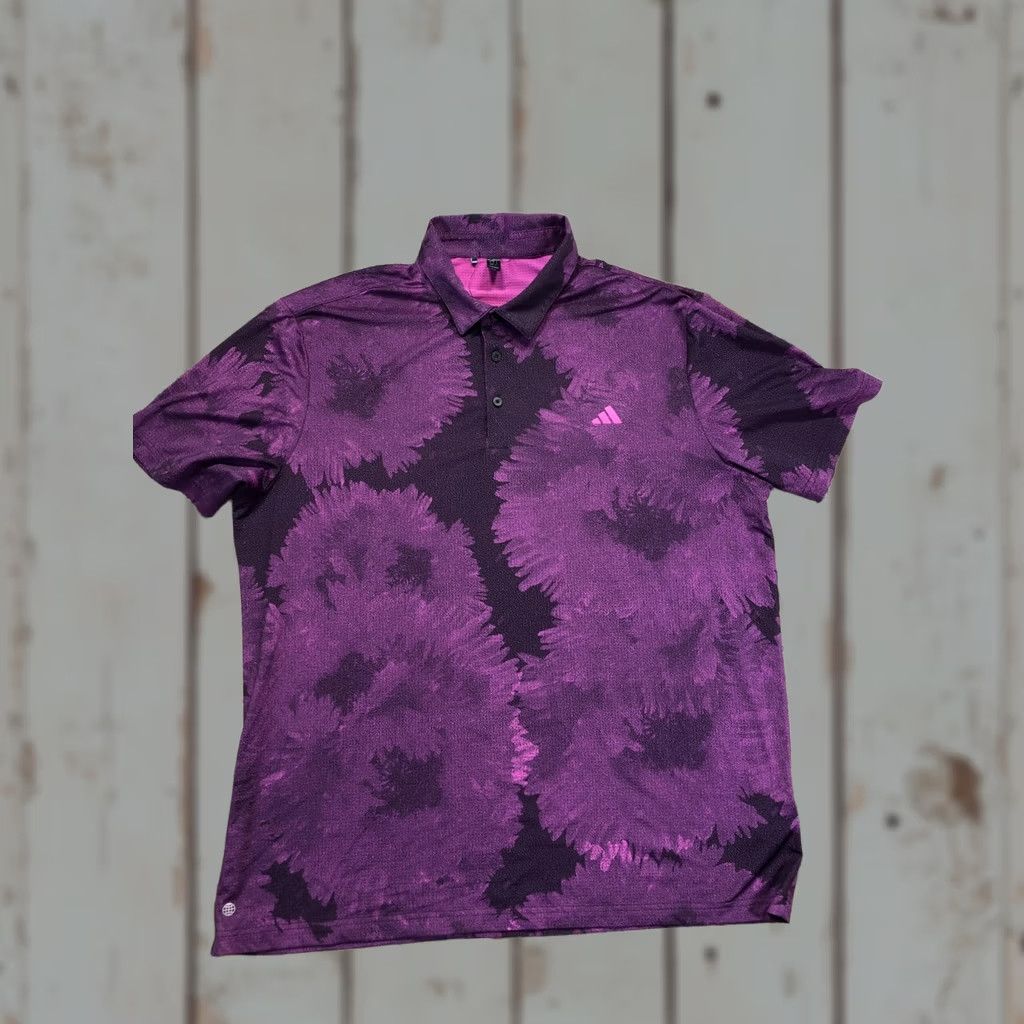 Adidas Adidas Polo Shirt Mens XL Purple Floral Print Golf Performance Short Sleeve Size US XL / EU 56 / 4 - 1 Thumbnail