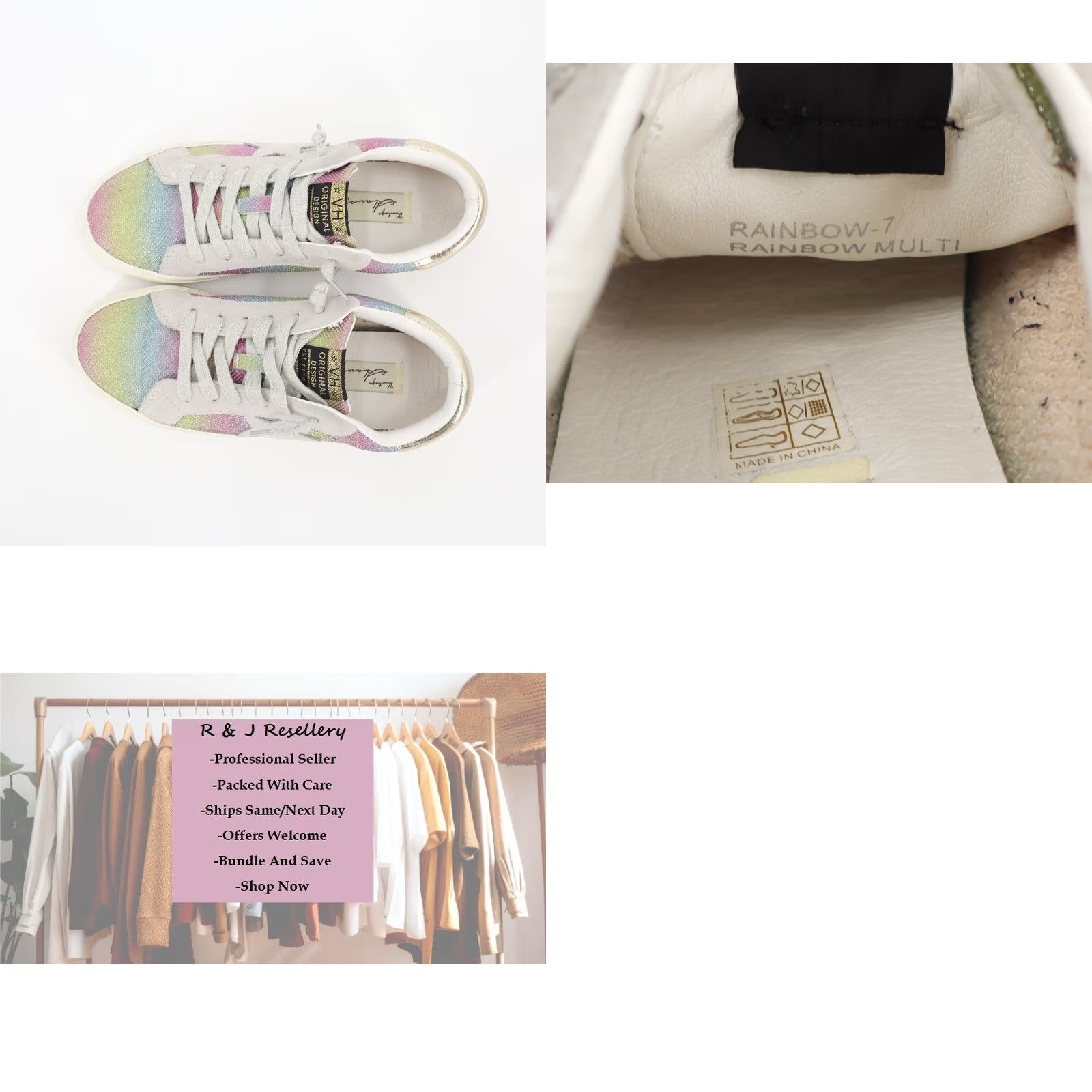 Vintage Havana VINTAGE Vintage Havana Women's Rainbow Sneakers Sz 7 Rainbow Glitter Lace Up Leather Low Top Sneakers Women's Shoes Size US 7 / IT 37 - 8 Thumbnail