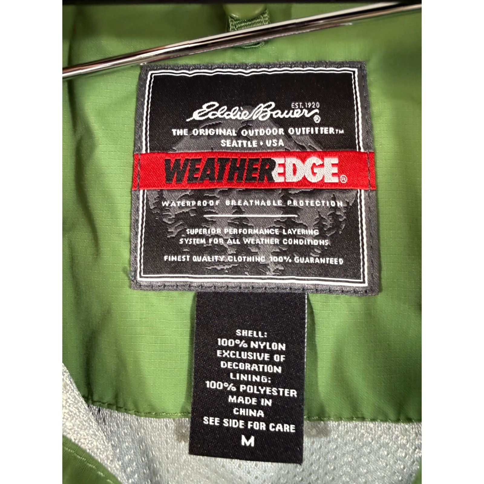Eddie Bauer Eddie Bauer Windbreaker Hooded Jacket Womens M Green Weather Edge Waterproof Jacket Windbreaker Weather Edge Full Zip Pockets Snaps Size M / US 6-8 / IT 42-44 - 7 Thumbnail