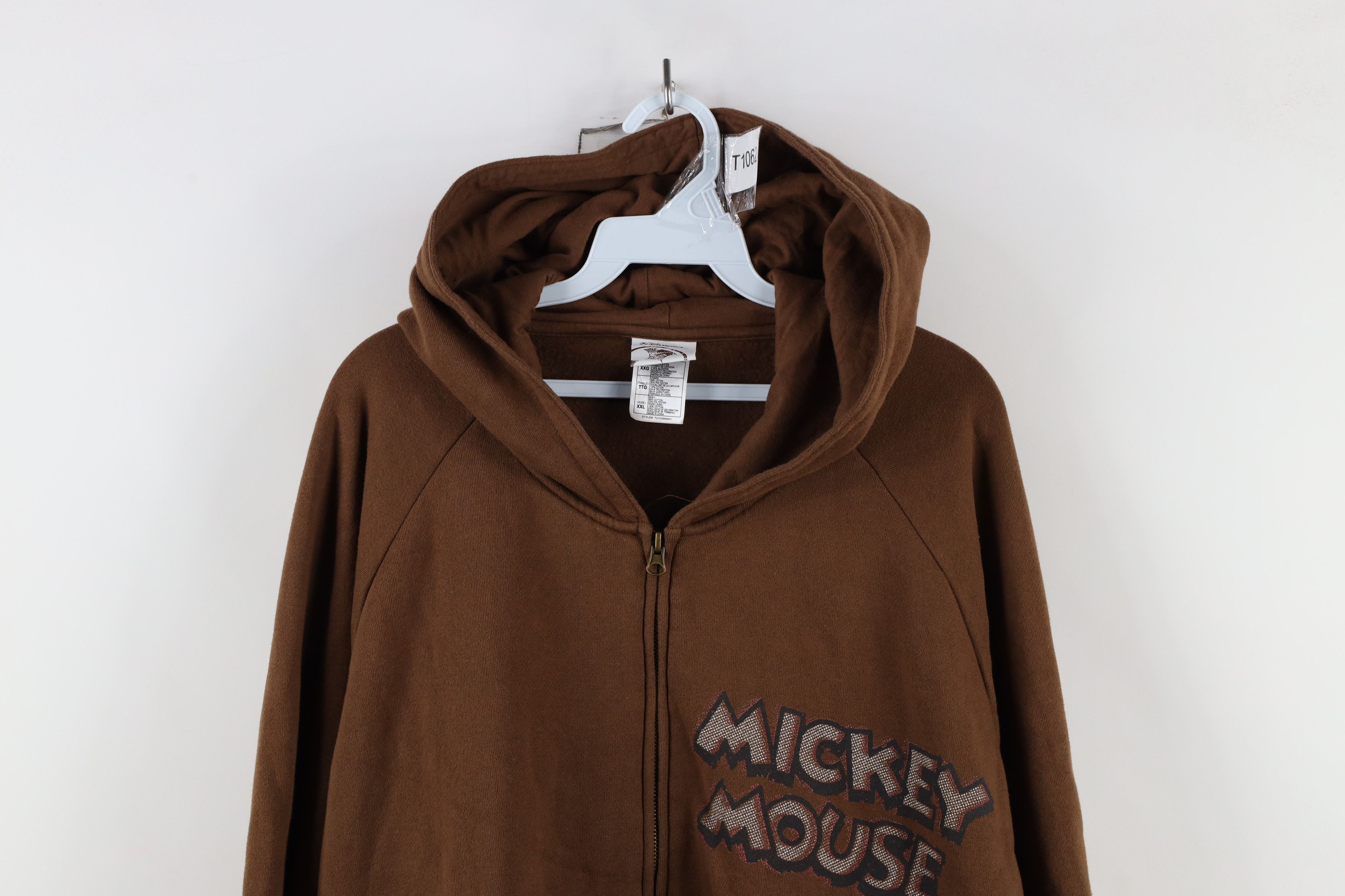 Disney × Vintage Vintage Disney Spell Out Mickey Mouse Full Zip Hoodie Brown Size US XXL / EU 58 / 5 - 2 Thumbnail