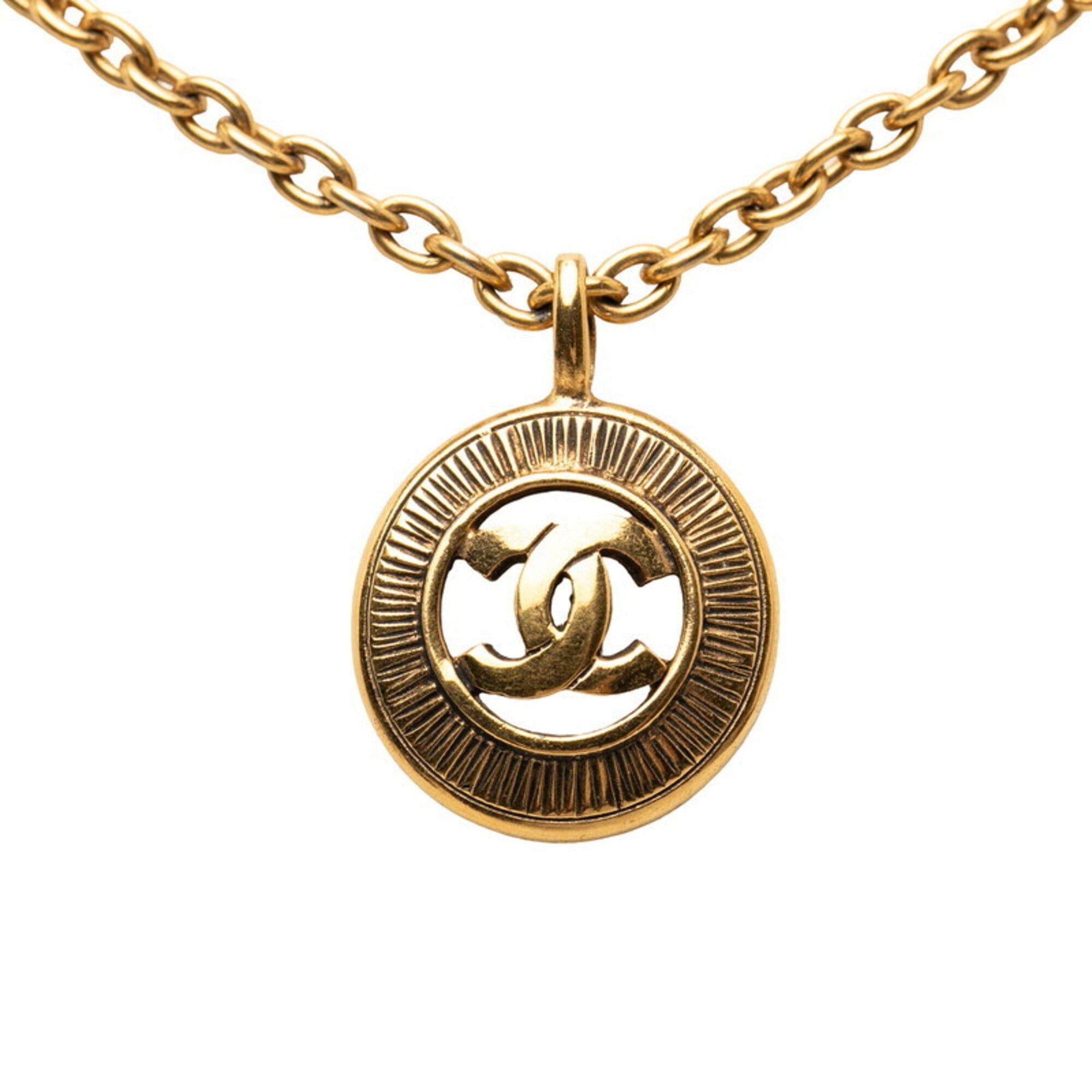 Chanel Chanel Coco Mark Chain Round Pendant Necklace, Gold Plated, Women's. Size ONE SIZE - 1 Thumbnail