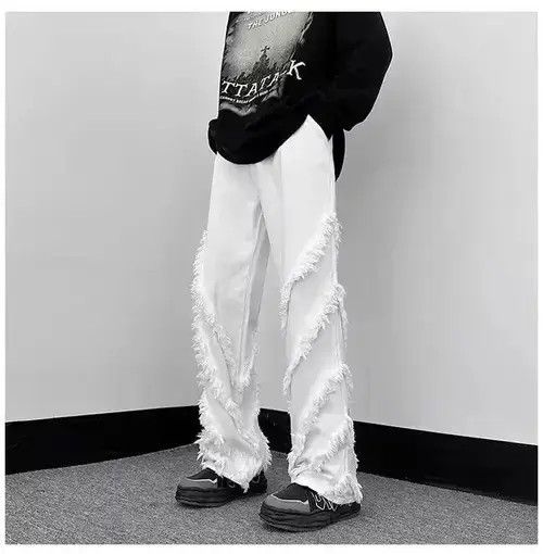 Japanese Brand × Jean Men Solid Ragged Edge Straight Jeans Size US 32 / EU 48 - 2 Thumbnail