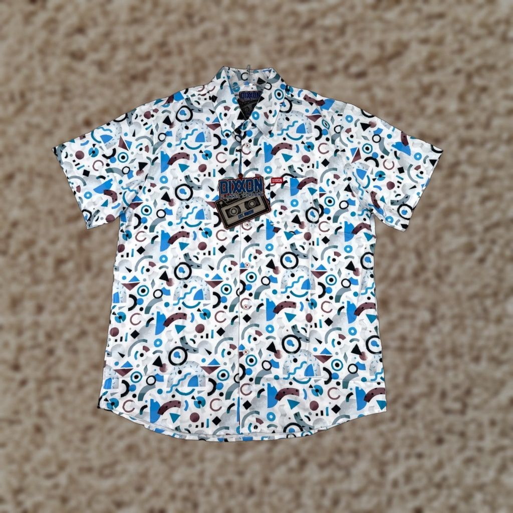 Vintage Dixxon Shirt Men Large White Blue Party Shirt The New Wave Retro 90s Look Poly Shirt Button-Up Floral Hawaiian Size US L / EU 52-54 / 3 - 1 Thumbnail