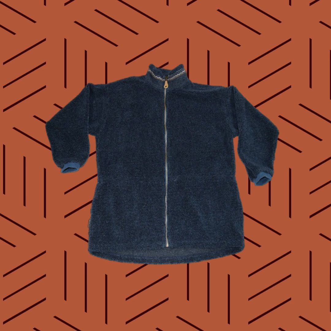 Vintage VINTAGE COLUMBIA MADE IN USA DEEP PILE FLEECE NAVY AZTEC SKI JACKET 90S WOMENS LARGE Size L / US 10 / IT 46 - 1 Thumbnail