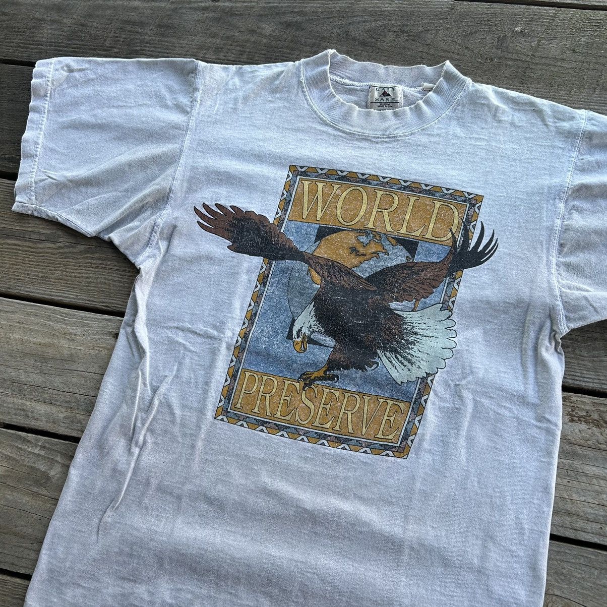 Vintage Vintage 90s World Preservation Nature Eagle Distressed Shirt Size US M / EU 48-50 / 2 - 1 Thumbnail
