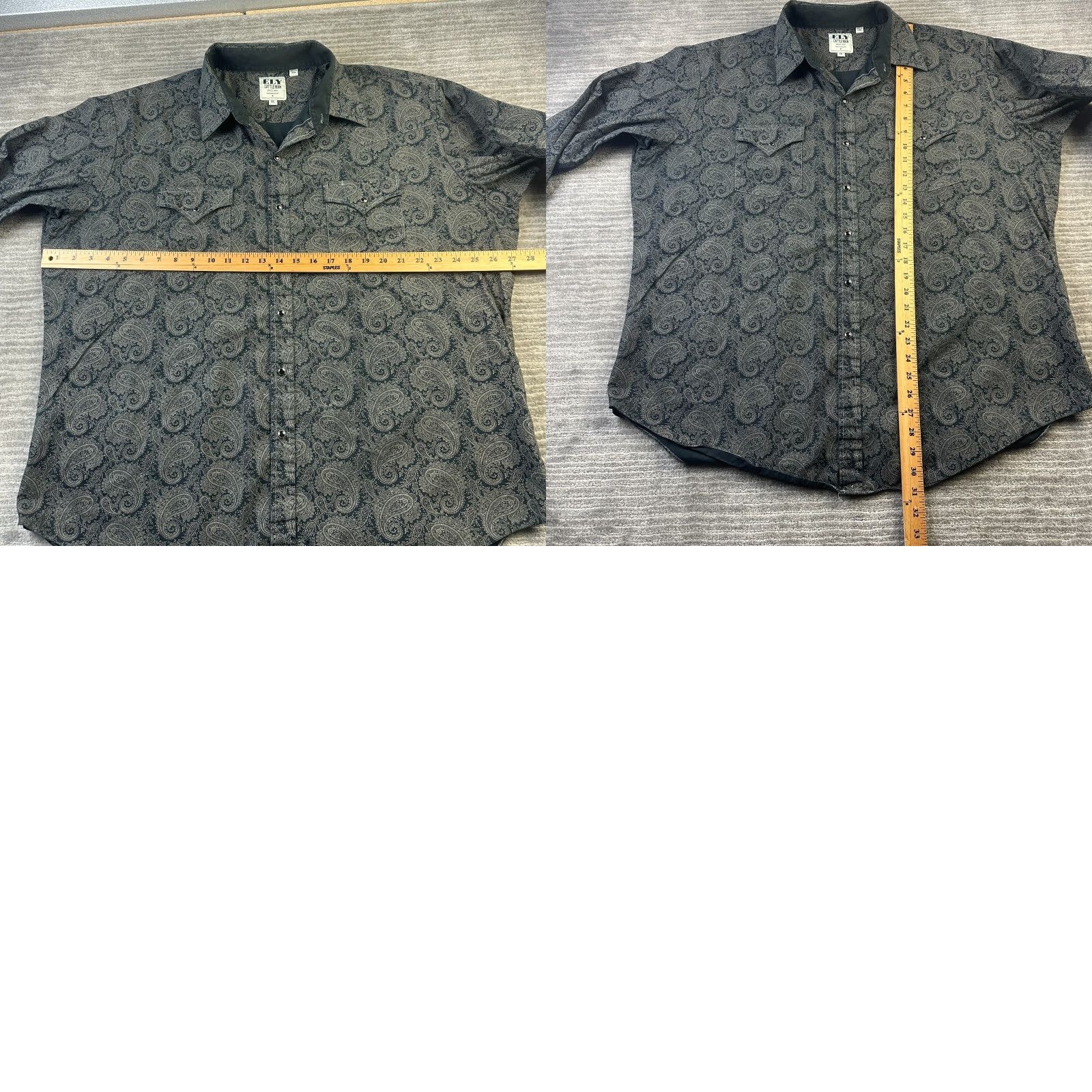 Vintage Ely Cattleman Shirt Mens 2XL Black Paisley All over Print Pearl Snap Western Size US XXL / EU 58 / 5 - 8 Thumbnail