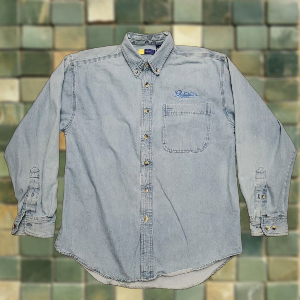 Denime VINTAGE Just Denim Shirt Men M Blue Faded Long Sleeve 100% Cotton Y2K Chesterton Size US M / EU 48-50 / 2 - 1 Thumbnail